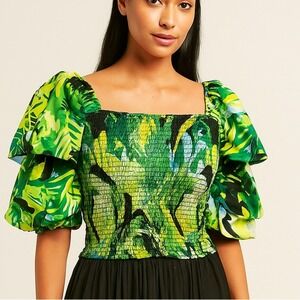 NWT Live 4 Truth Tropical Smocked Puff Tier Sleeve Vacation Farm Rio Inspired Sm